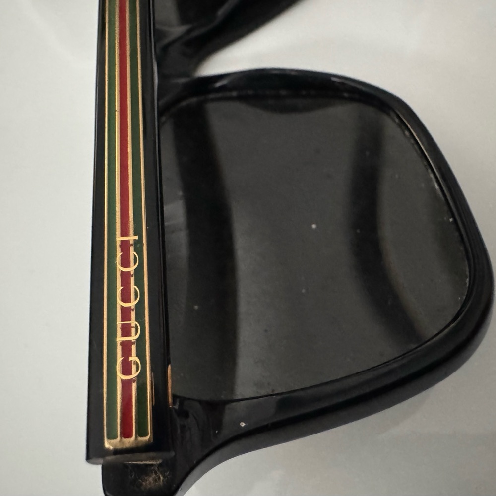 Gucci Black Sunglasses with Red and Green Stripes